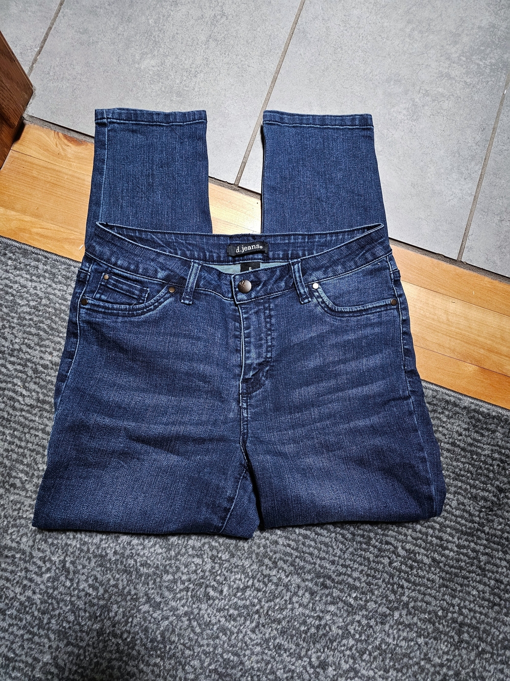 Dark Blue Straight Leg Jeans